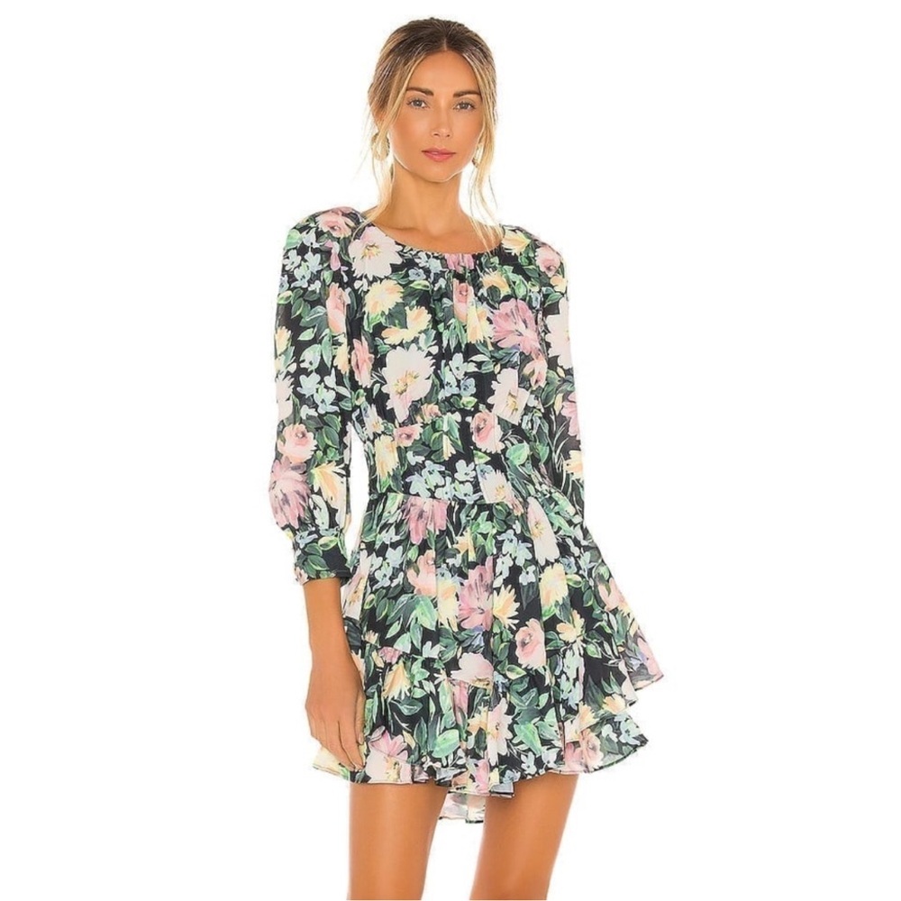 For Love and Lemons Shiloh Mini Floral Dress S